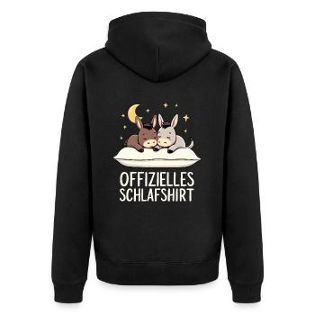 Official Sleep Shirt Donkey Pair - Unisex Premium Organic Zip Hoodie - black - Back - Nico (187cm)