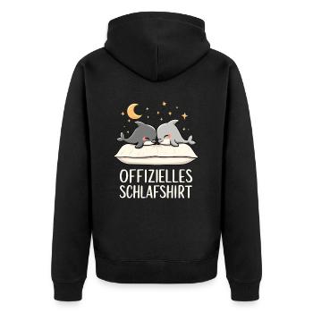 Offizielles Schlafshirt Delfine Delphin Paar - Unisex Premium Bio Zip Hoodie - Schwarz - Hinten - Nico (187cm)