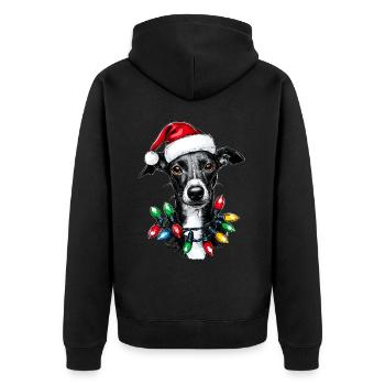 Italienischer Windhund Hund Weihnachten Hut Xmas - Unisex Premium Bio Zip Hoodie - Schwarz - Hinten - Nico (187cm)