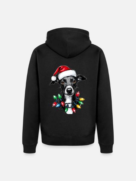 Italienischer Windhund Hund Weihnachten Hut Xmas - Unisex Premium Bio Zip Hoodie - Schwarz