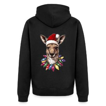 Chapeau de Noël Kangaroo Australia Noël - Veste à capuche bio Premium Unisexe - noir - Dos - Nico (187cm)