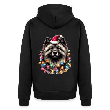 Keeshond Hund Weihnachtsmütze Xmas - Unisex Premium Bio Zip Hoodie - Schwarz - Hinten - Nico (187cm)