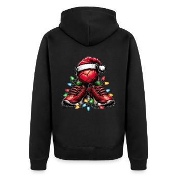 Kickball Team Weihnachtsmütze Xmas - Unisex Premium Bio Zip Hoodie - Schwarz - Hinten - Nico (187cm)