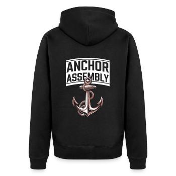 Moderator Team - Unisex Premium Organic Zip Hoodie - black - Back - Nico (187cm)