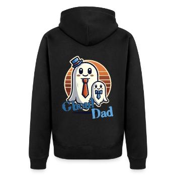 Ghoul Dad Funny Ghost Motif - Unisex Premium Organic Zip Hoodie - black - Back - Nico (187cm)