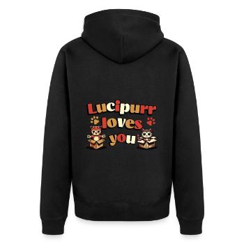 Drôles de chats Lucipurr t’aime - Veste à capuche bio Premium Unisexe - noir - Dos - Nico (187cm)