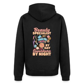 Beauty Specialist - Unisex Premium Organic Zip Hoodie - black - Back - Nico (187cm)