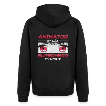 Animator - Unisex Premium Organic Zip Hoodie - black - Back - Nico (187cm)