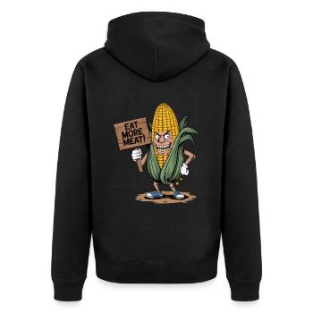 Eat More Meat Mais Maiskolben für einen Mais Fan - Unisex Premium Bio Zip Hoodie - Schwarz - Hinten - Nico (187cm)