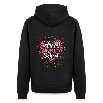 Happy One Hundred Day School für eine Lehrer und - Unisex Premium Bio Zip Hoodie - Schwarz - Hinten - Nico (187cm)