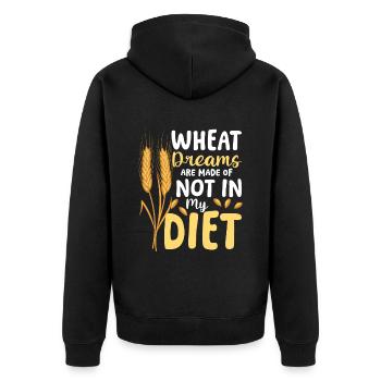 Wheat dreams are made of these not in my diet - Unisex Premium Bio Zip Hoodie - Schwarz - Hinten - Nico (187cm)