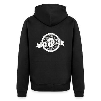 Zertifizierter Gamer – 7 Tage die Woche - Unisex Premium Bio Zip Hoodie - Schwarz - Hinten - Nico (187cm)