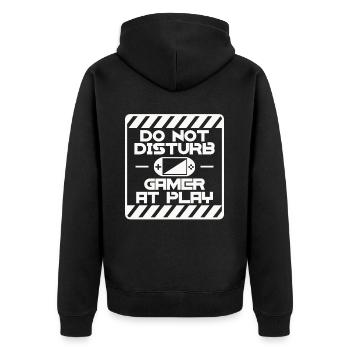 Jeux et gamers Do not disturb – les joueurs en action - Veste à capuche bio Premium Unisexe - noir - Dos - Nico (187cm)
