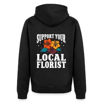 Fleuriste Fleur Florale Fleuristerie - Veste à capuche bio Premium Unisexe - noir - Dos - Nico (187cm)