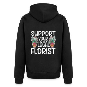 Fleuriste Fleur Florale Fleuristerie - Veste à capuche bio Premium Unisexe - noir - Dos - Nico (187cm)