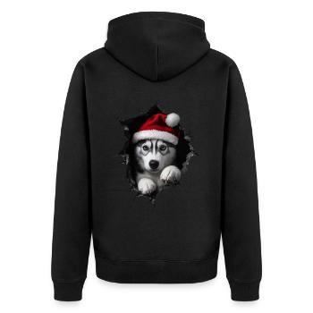 Hundebesitzer Hunde Weihnachten Weihnachts Hund - Unisex Premium Bio Zip Hoodie - Schwarz - Hinten - Nico (187cm)