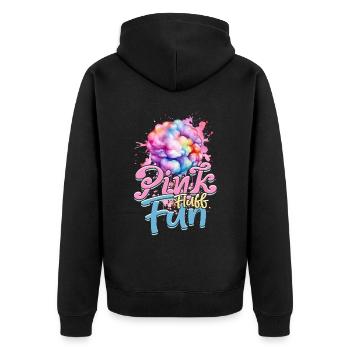 Barbe à papa rose Fluff Fun - Veste à capuche bio Premium Unisexe - noir - Dos - Nico (187cm)