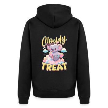 Cotton Candy Cloudy Sweet Treat - Unisex Premium Organic Zip Hoodie - black - Back - Nico (187cm)