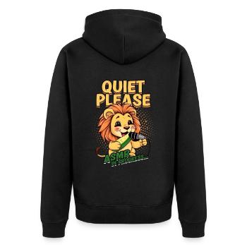 ASMR Whisper Quiet Please ASMR in Progress - Unisex Premium Organic Zip Hoodie - black - Back - Nico (187cm)