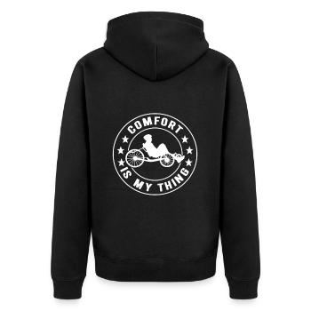 Recumbent Trike Liegetrike Liegedreirad - Unisex Premium Bio Zip Hoodie - Schwarz - Hinten - Nico (187cm)