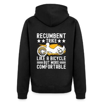 Recumbent Trike Liegetrike Liegedreirad - Unisex Premium Bio Zip Hoodie - Schwarz - Hinten - Nico (187cm)