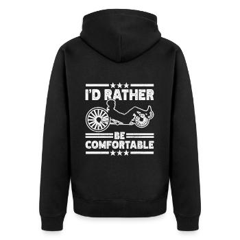 Recumbent Trike Liegetrike Liegedreirad - Unisex Premium Bio Zip Hoodie - Schwarz - Hinten - Nico (187cm)