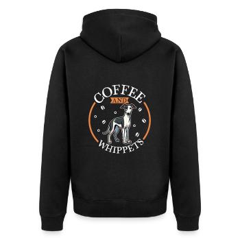 Kaffee und Whippet - Unisex Premium Bio Zip Hoodie - Schwarz - Hinten - Nico (187cm)