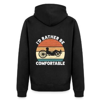 Recumbent Trike Liegetrike Liegedreirad - Unisex Premium Bio Zip Hoodie - Schwarz - Hinten - Nico (187cm)