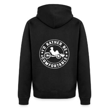 Recumbent Trike Liegetrike Liegedreirad - Unisex Premium Bio Zip Hoodie - Schwarz - Hinten - Nico (187cm)