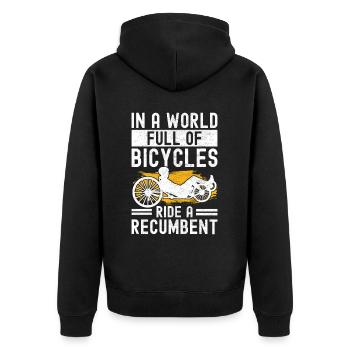 Recumbent Trike Liegetrike Liegedreirad - Unisex Premium Bio Zip Hoodie - Schwarz - Hinten - Nico (187cm)
