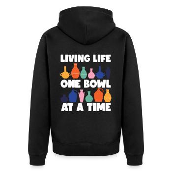 Pottery Ceramics Artist Living - Unisex Premium Bio Zip Hoodie - Schwarz - Hinten - Nico (187cm)