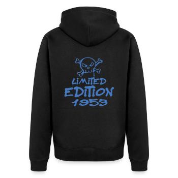 Limited Edition 1953 Geburtstag 1953 Geboren - Unisex Premium Bio Zip Hoodie - Schwarz - Hinten - Nico (187cm)