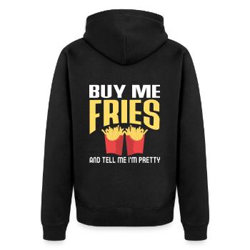 French Fries Food Pun Potato - Unisex Premium Bio Zip Hoodie - Schwarz - Hinten - Nico (187cm)