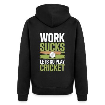 Cricket - Unisex Premium Bio Zip Hoodie - Schwarz - Hinten - Nico (187cm)