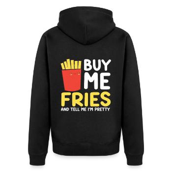 French Fries Food Pun Potato - Unisex Premium Bio Zip Hoodie - Schwarz - Hinten - Nico (187cm)
