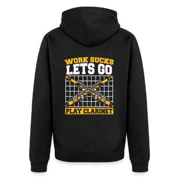 Klarinette Klarinettist - Unisex Premium Bio Zip Hoodie - Schwarz - Hinten - Nico (187cm)