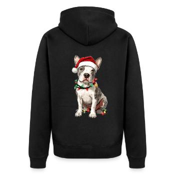 Mignon American Bull Terrier Chien Tasse de Noël - Veste à capuche bio Premium Unisexe - noir - Dos - Nico (187cm)
