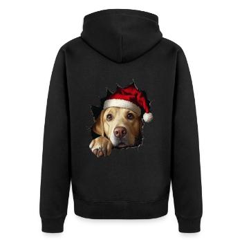 Hundebesitzer Hunde Weihnachten Weihnachts Hund - Unisex Premium Bio Zip Hoodie - Schwarz - Hinten - Nico (187cm)