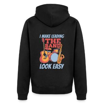 Band Director - Unisex Premium Organic Zip Hoodie - black - Back - Nico (187cm)