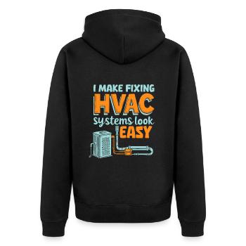 HVAC Technician - Unisex Premium Organic Zip Hoodie - black - Back - Nico (187cm)