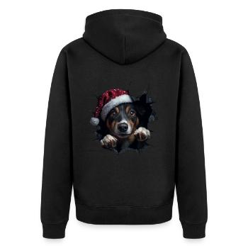 Hundebesitzer Hunde Weihnachten Weihnachts Hund - Unisex Premium Bio Zip Hoodie - Schwarz - Hinten - Nico (187cm)