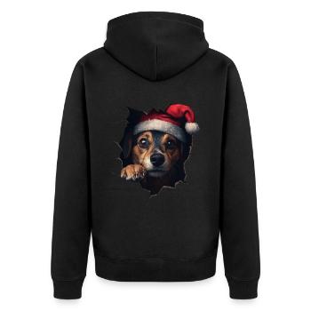 Hundebesitzer Hunde Weihnachten Weihnachts Hund - Unisex Premium Bio Zip Hoodie - Schwarz - Hinten - Nico (187cm)