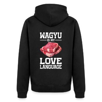 Wagyu Steak - Unisex Premium Organic Zip Hoodie - black - Back - Nico (187cm)