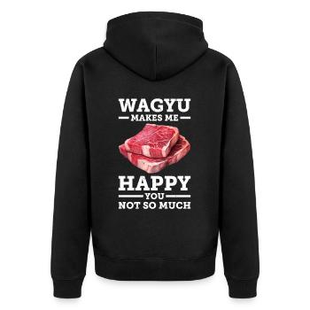 Wagyu Steak - Unisex Premium Organic Zip Hoodie - black - Back - Nico (187cm)