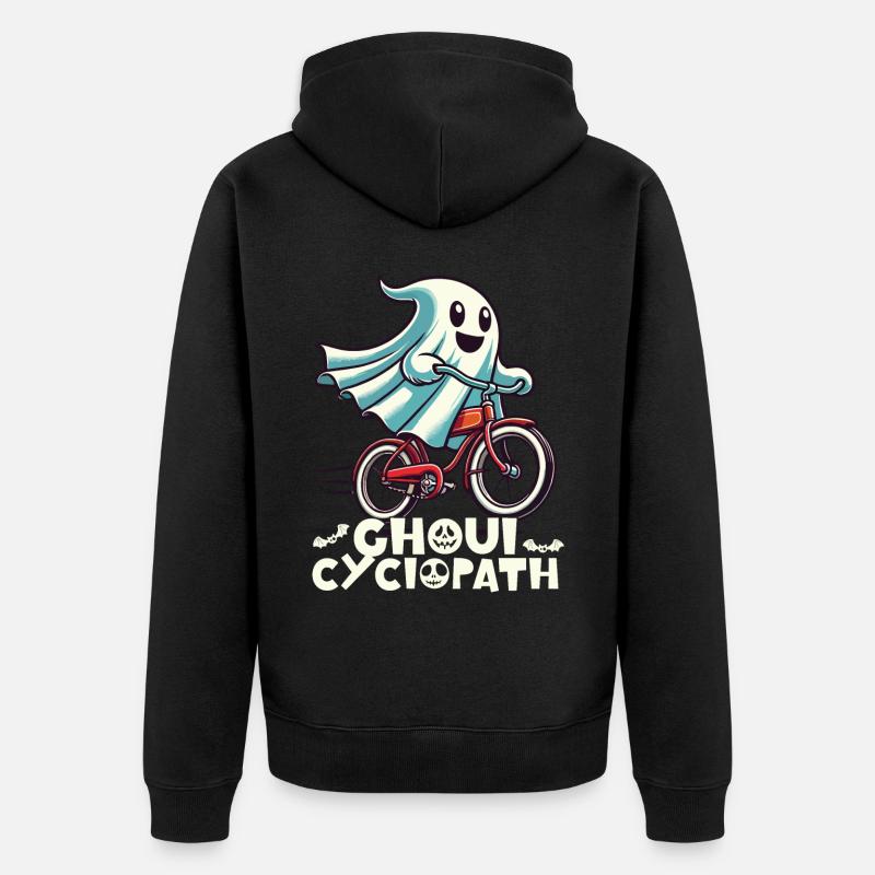 Ghoul Cyclopath Drôle Vélo D’Halloween - Veste à capuche bio Premium Unisexe - noir
