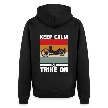 Recumbent Trike Liegetrike Liegedreirad - Unisex Premium Bio Zip Hoodie - Schwarz - Hinten - Nico (187cm)