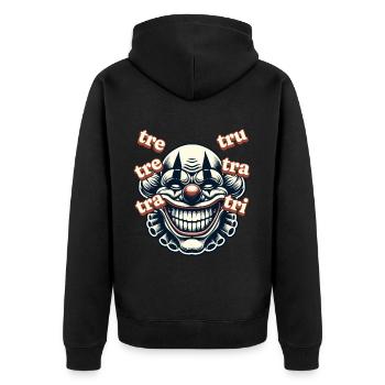 Clown effrayant avec tre-tre-tra-tru Internet Meme - Veste à capuche bio Premium Unisexe - noir - Dos - Nico (187cm)