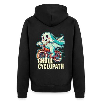 Cycling ghosts for Halloween - Unisex Premium Organic Zip Hoodie - black - Back - Nico (187cm)