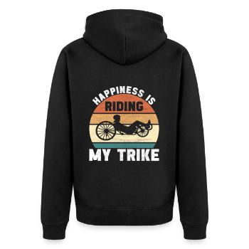 Recumbent Trike Liegetrike Liegedreirad - Unisex Premium Bio Zip Hoodie - Schwarz - Hinten - Nico (187cm)