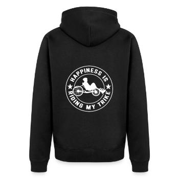 Recumbent Trike Liegetrike Liegedreirad - Unisex Premium Bio Zip Hoodie - Schwarz - Hinten - Nico (187cm)